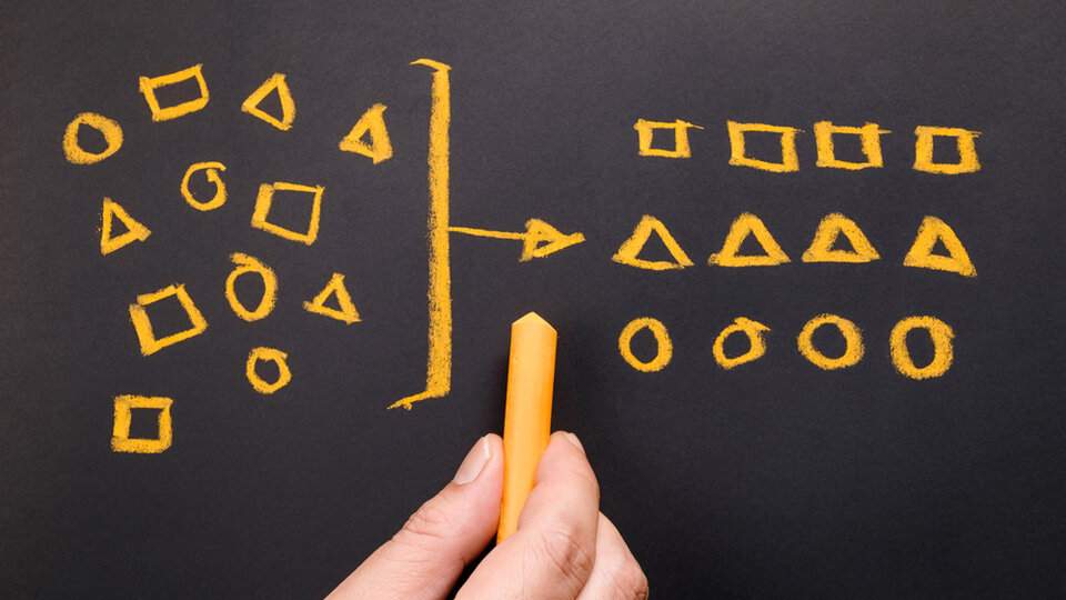 Hand drawing geometry to categorize on chalkboard