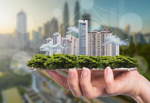 Business smart city concept for growing and success with your technology.