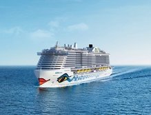 Die Aida nova auf See. Es ist das weltweit erste Kreuzfahrtschiff, das vollständig mit LNG betrieben werden kann. Am 21. August 2018  hat das Schiff die Dockhalle der Meyer Werft in Papenburg verlassen.Bild: AIDA Cruises 